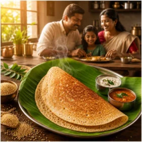 “Thiru Foods Millet Dosa Mix Combo with healthy South Indian crispy dosas, chutney, and traditional millet ingredients”